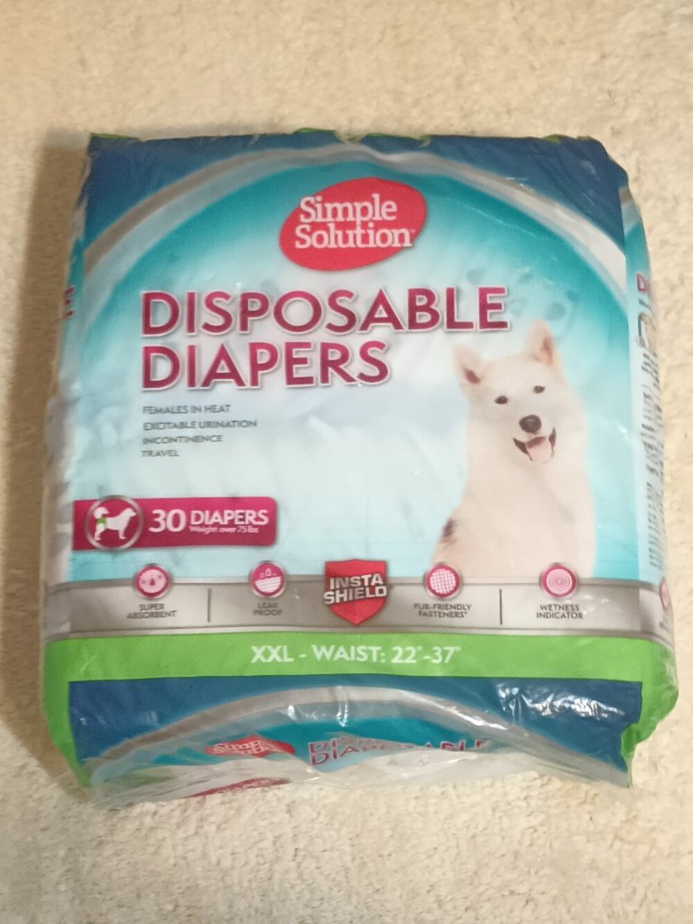 *NIP* Simple Solution Disposable Female Dog Diapers, XXL 22"- 37" waist, 30 Ct. - Picture 5 of 11